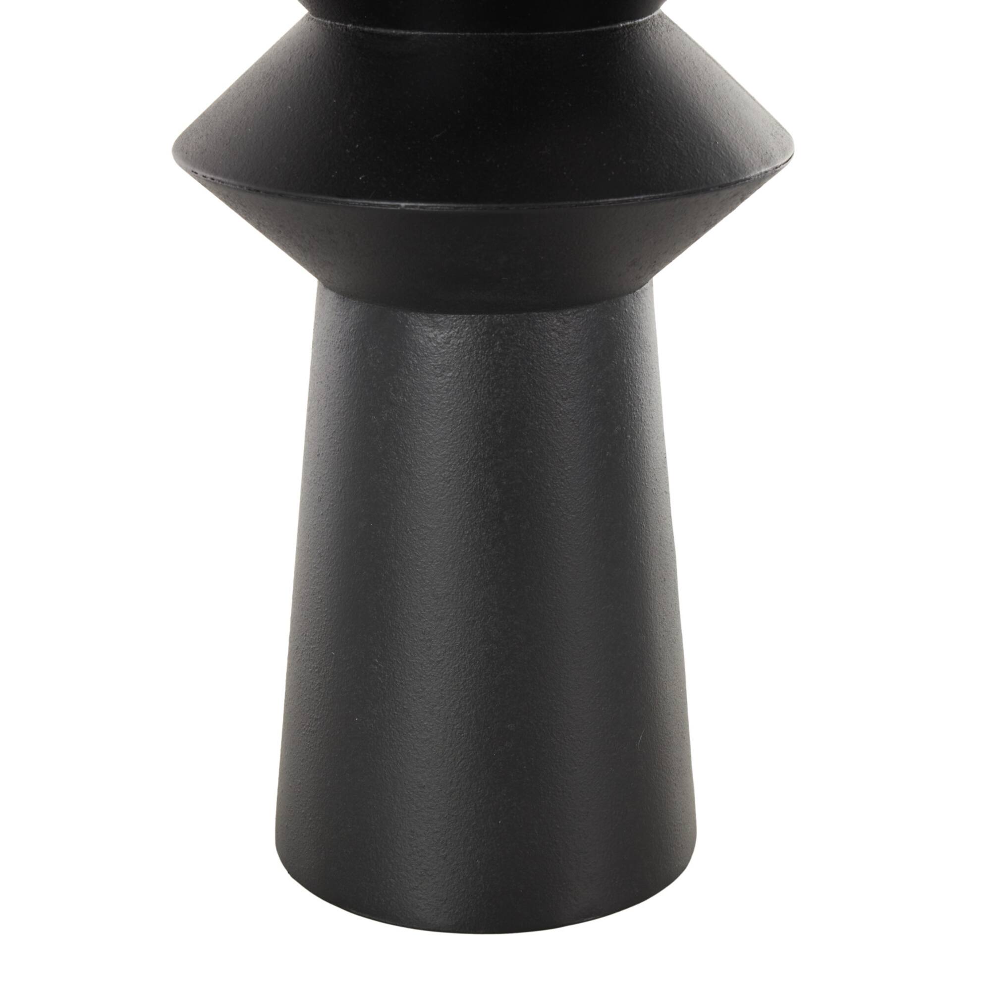24" Black Metal Art Deco Fluted Decorative Vase